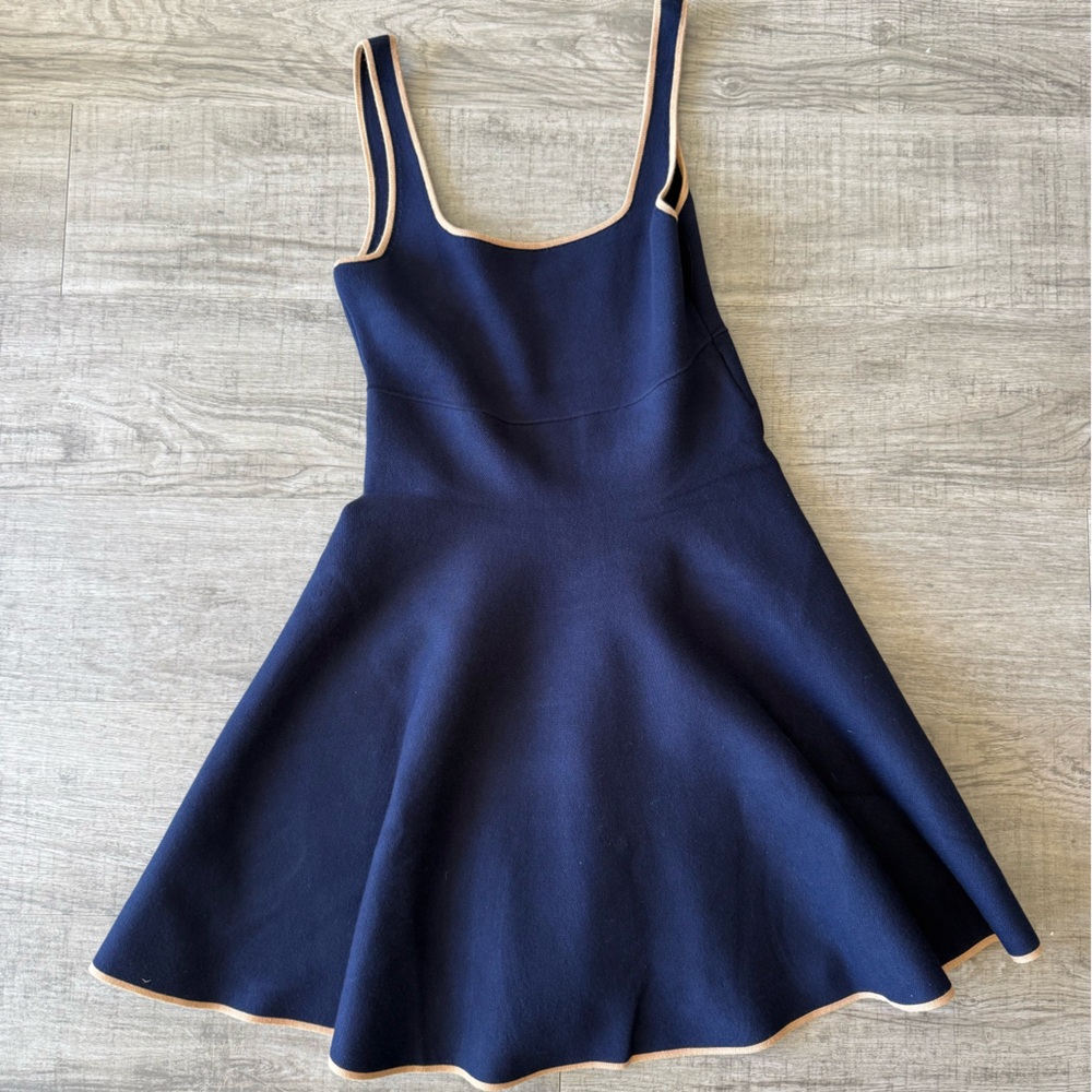 Women’s Navy Fit-and-Flare Dress with Contrast Trim